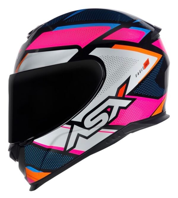 Capacete ASX Eagle Fast preto, rosa e branco