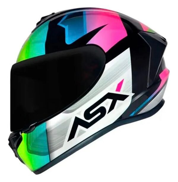 Capacete ASX Draken Striker preto, amarelo e rosa