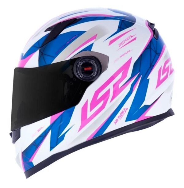 Capacete LS2 Draze branco, azul e rosa
