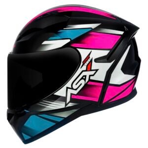 Capacete ASX Start preto/turquesa/rosa brilho