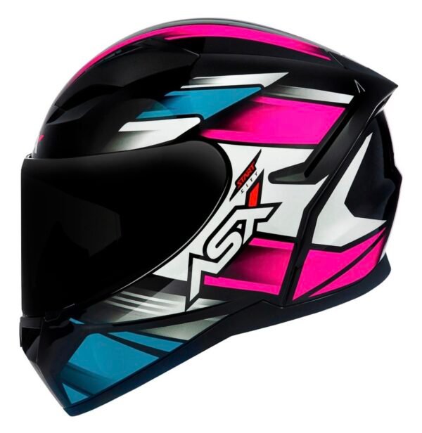 Capacete ASX Start preto/turquesa/rosa brilho