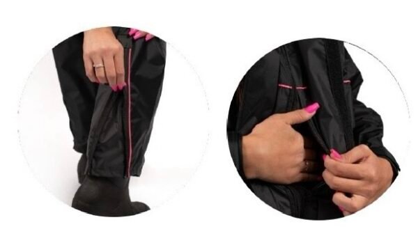Conjunto de chuva feminino em NYLON • alta vedação e durabilidade / com capuz e bolso - Imagem 2
