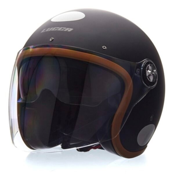 Capacete Lucca Customs Galaxy black caramel com óculos e mais 2 viseiras - Imagem 2