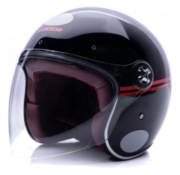 Capacete Lucca Customs Galaxy red lines com óculos e mais 2 viseiras