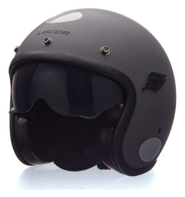 Capacete Lucca Customs Galaxy Matt Titanium com óculos e mais 2 viseiras