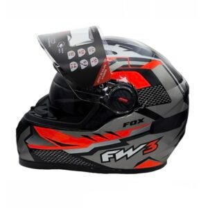 Capacete FW3 GTX Fox com óculos • grafite e vermelho
