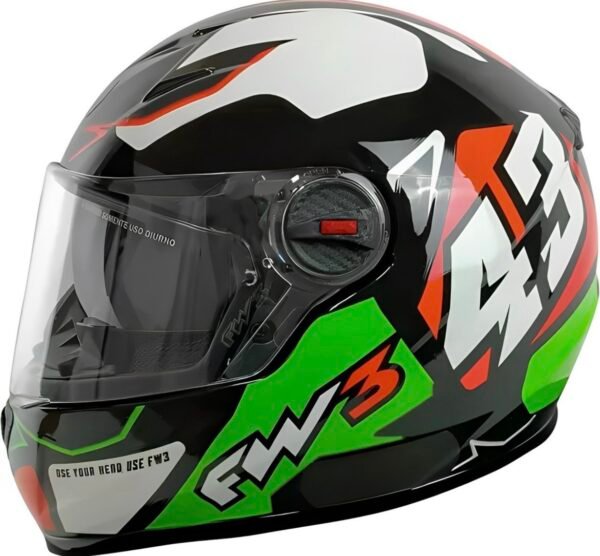 Capacete FW3 GTX 43 com óculos • vermelho e verde