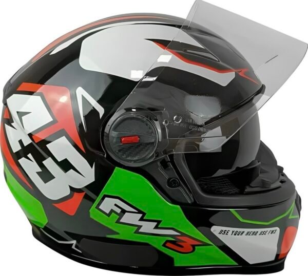 Capacete FW3 GTX 43 com óculos • vermelho e verde - Imagem 2