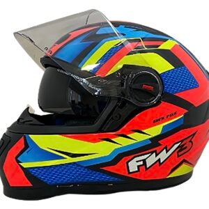 Capacete FW3 GTX Fox com óculos • laranja, amarelo e azul