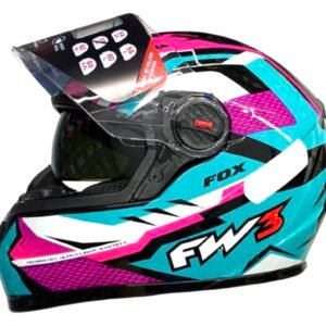 Capacete FW3 GTX Fox com óculos • tiffany e lilás