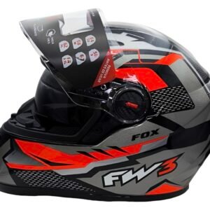 Capacete FW3 GTX Fox com óculos • grafite e vermelho
