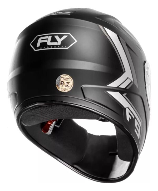 Capacete Fly F9 HG Hans preto e cinza - Imagem 2