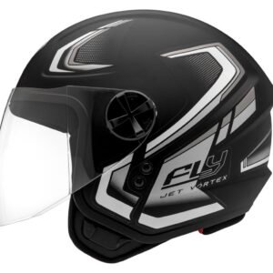 Capacete Fly Jet HG Vortex preto fosco e prata