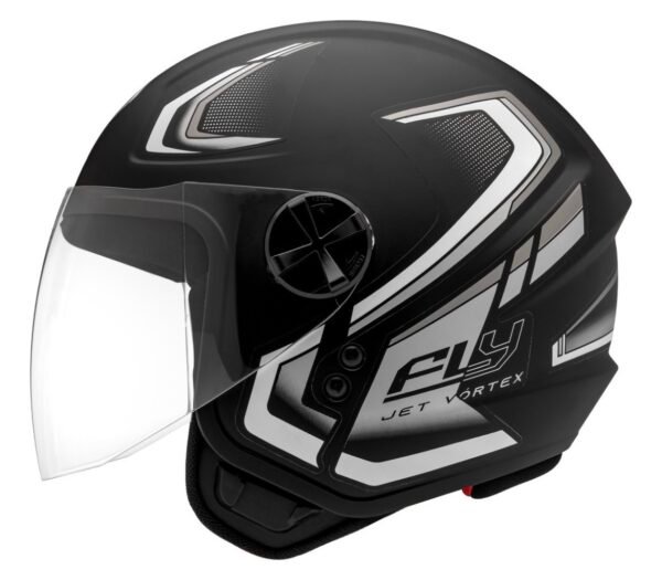 Capacete Fly Jet HG Vortex preto fosco e prata