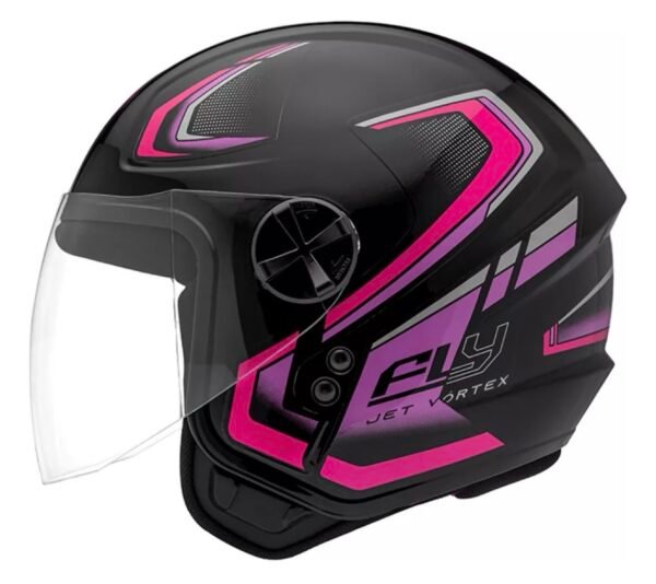 Capacete Fly Jet HG Vortex preto e pink