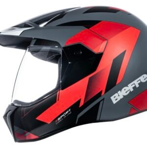Capacete Bieffe 3Sport React cinza e vermelho