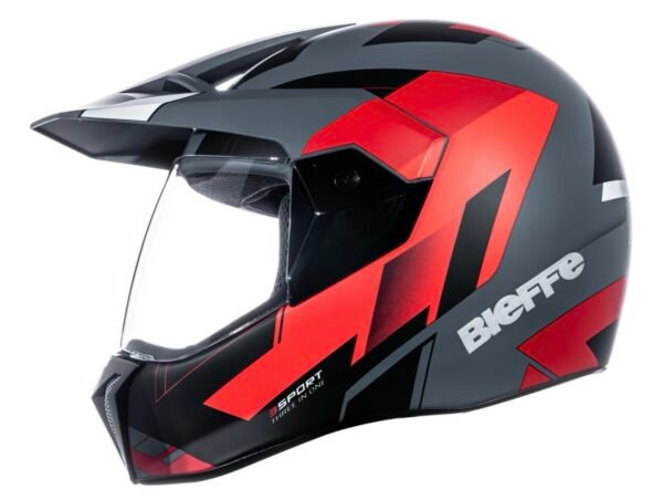 Capacete Bieffe 3Sport React cinza e vermelho