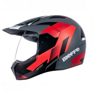 Capacete Bieffe 3Sport React cinza e vermelho