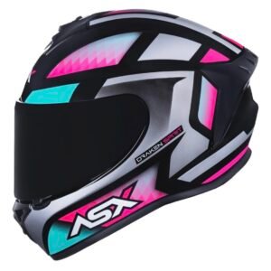 Capacete ASX Draken Spirit preto, tiffany e prata