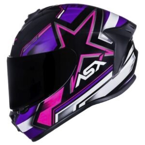 Capacete ASX Draken Pilot preto e lilás