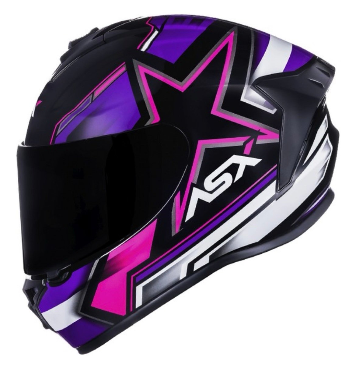 Capacete ASX Draken Pilot preto e lilás