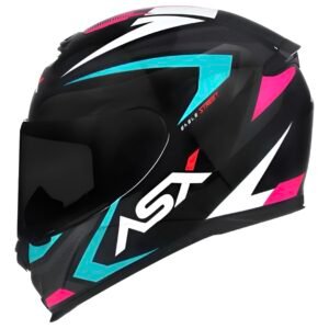 Capacete ASX Eagle Street preto, tiffany e rosa