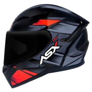 Capacete ASX City Start preto, vermelho e cinza