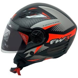 Capacete FW3 X-Open Up Fox grafite e vermelho • com óculos