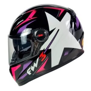 Capacete FW3 GTX Star preto, lilás e rosa