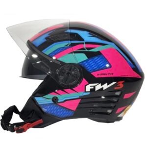 Capacete FW3 X-Open Up Fox rosa e azul