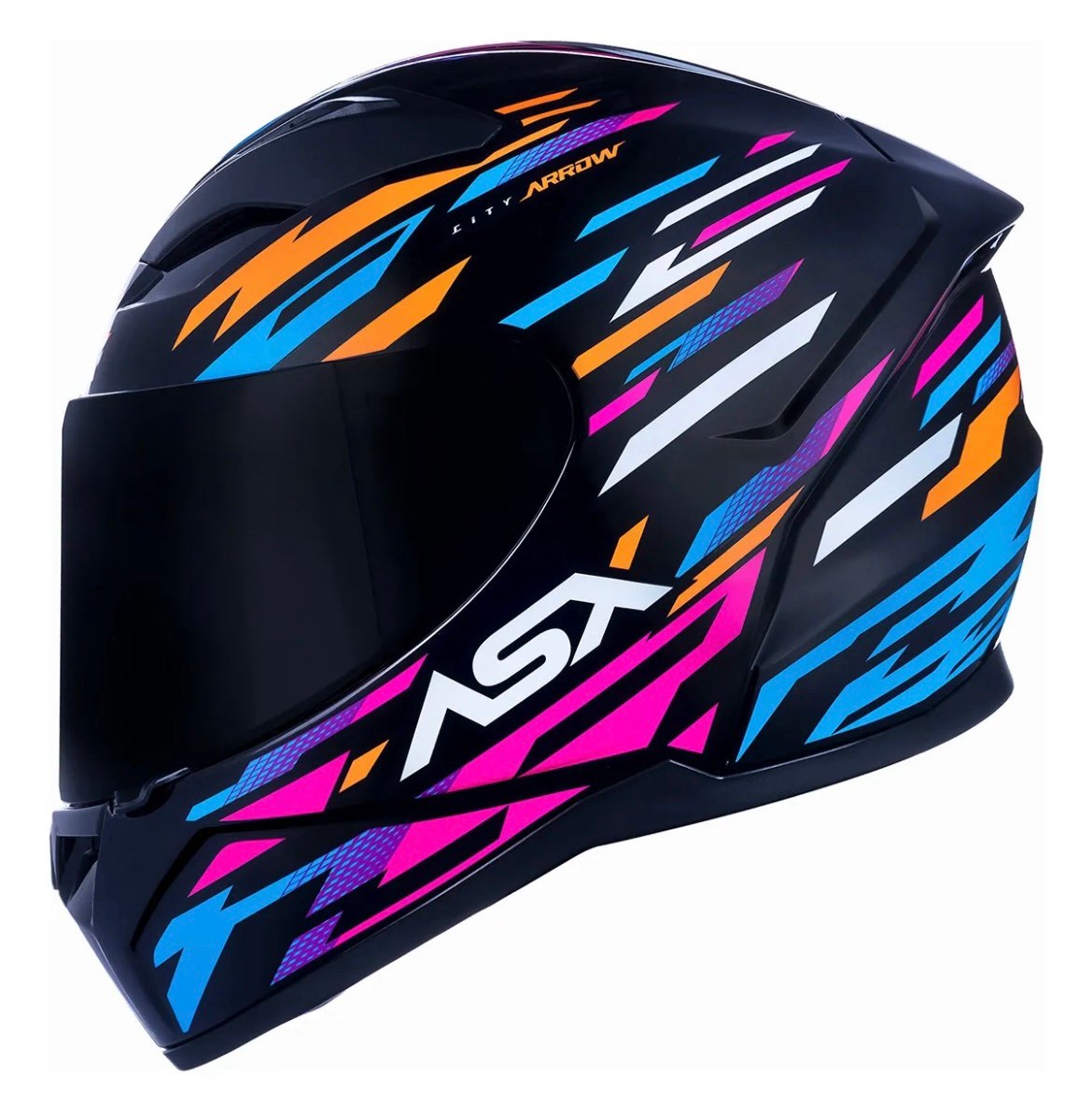 Capacete ASX City Arrow brilho preto/laranja/rosa