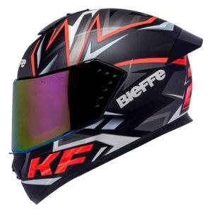 Capacete Bieffe B12 KF preto fosco e vermelho + viseira color