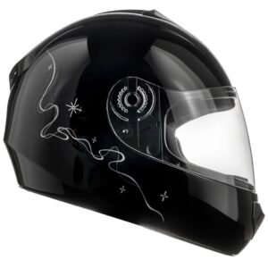 Capacete infantil Fly Young HG Belle preto brilho e prata