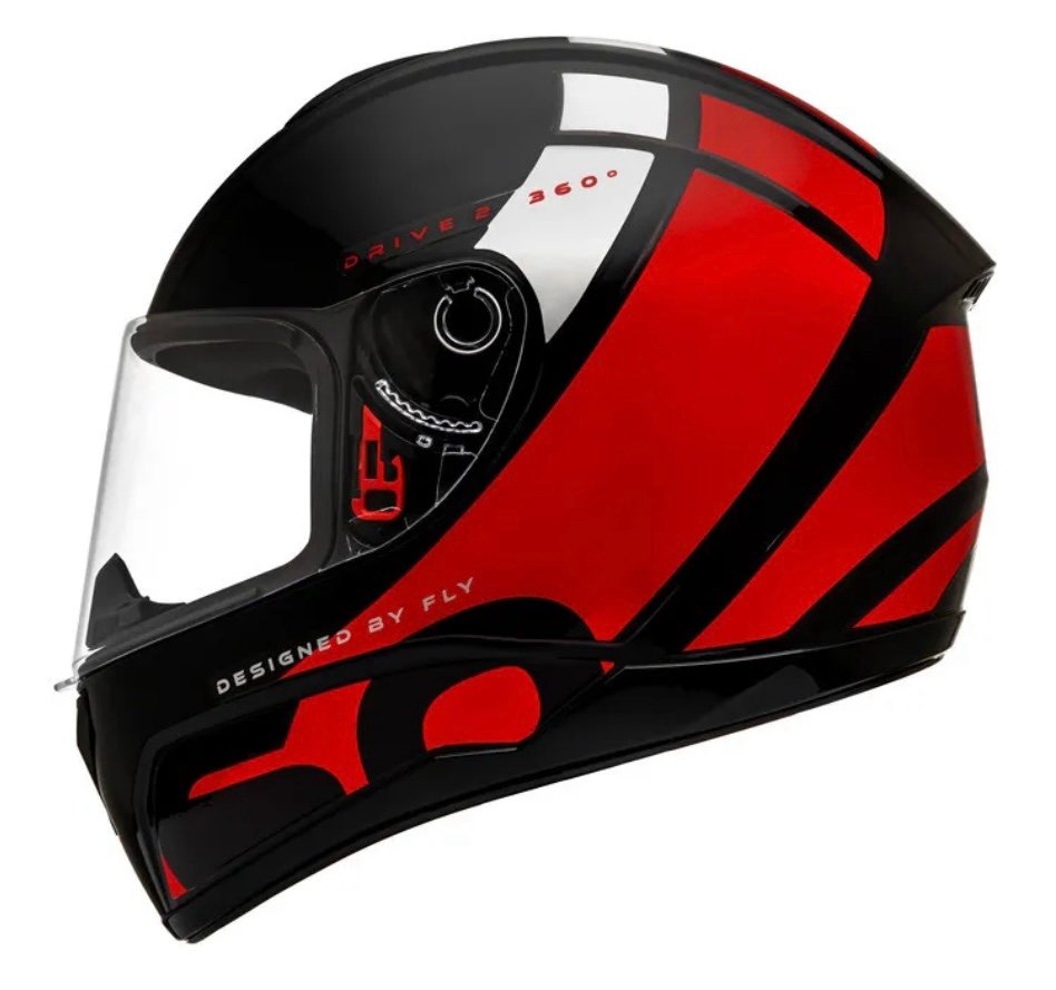 Capacete Fly Drive 2 HG 360 preto fosco e vermelho