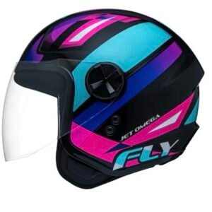 Capacete Fly Jet HG Omega preto fosco e pink
