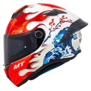 Capacete MT Targo S Yamanaka branco vermelho brilho