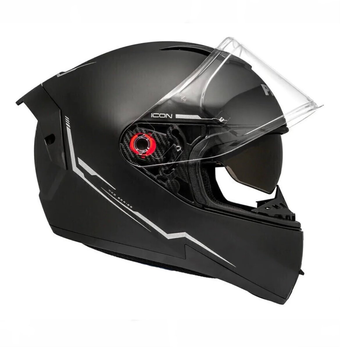 Capacete Icon Pró NKD preto fosco e prata