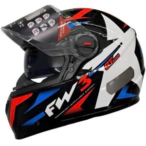 Capacete FW3 GTX Star preto azul e vermelho