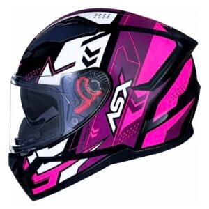 Capacete ASX City SV Diagon preto brilho branco e rosa