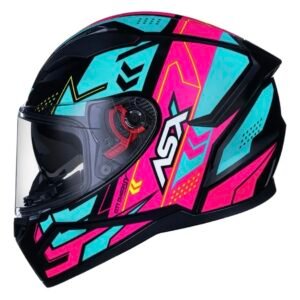 Capacete ASX City SV Diagon preto brilho tiffany rosa